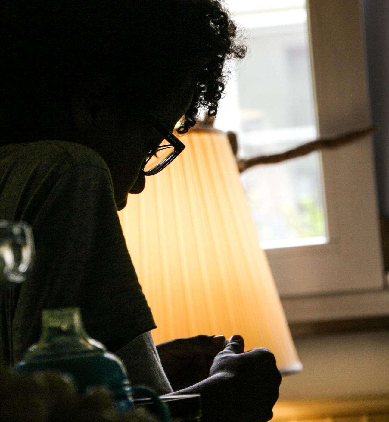 A person facing away from the camera