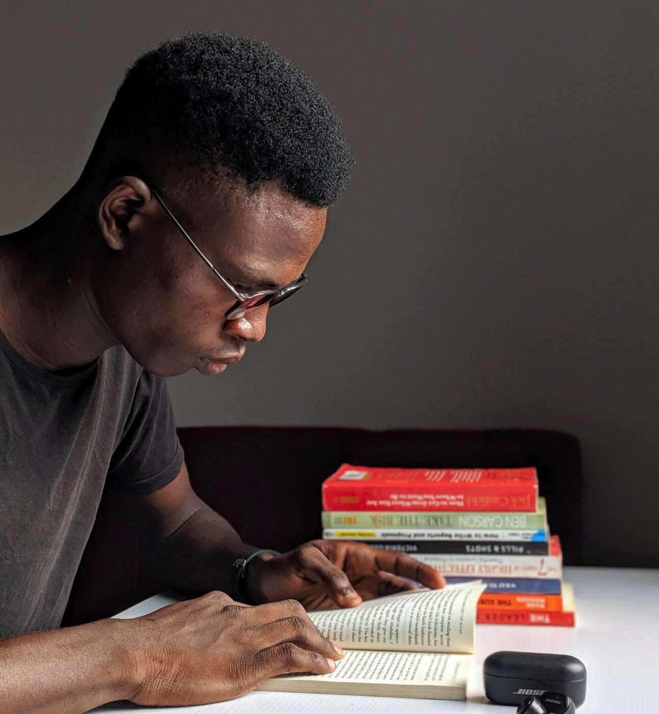 A young person studying